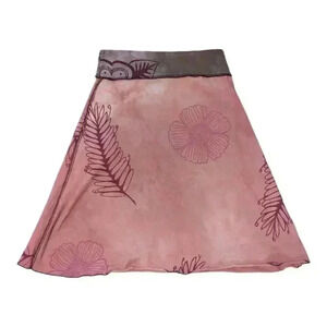 Jude Stuecker hand dyed silk screened artsy pull on knit skirt.